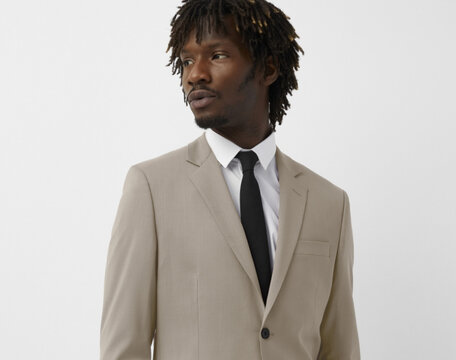 Beige wool jacket for men at Le 31