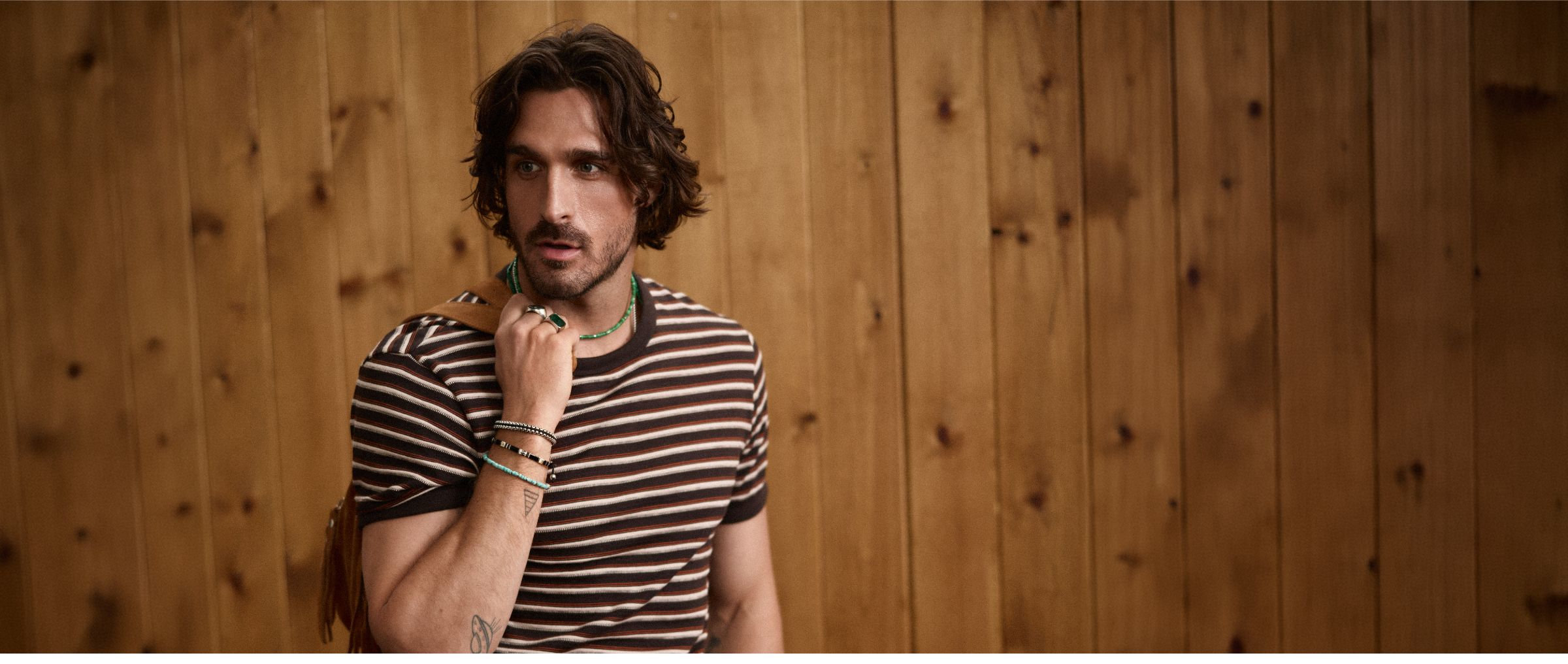 Woven-stripe retro T-shirt