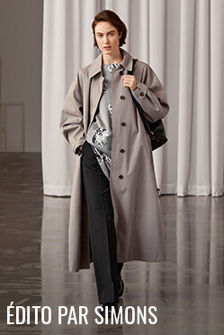 Minimalist point-collar trench coat by Édito par Simons for women at Édito Simons
