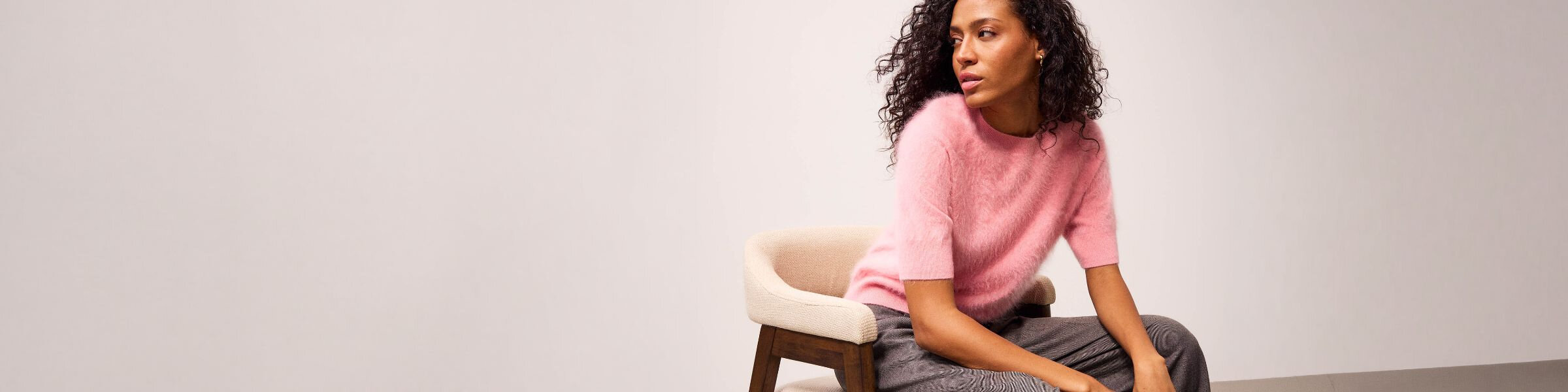 Chandail cachemire brossé rose Julia signé REISS