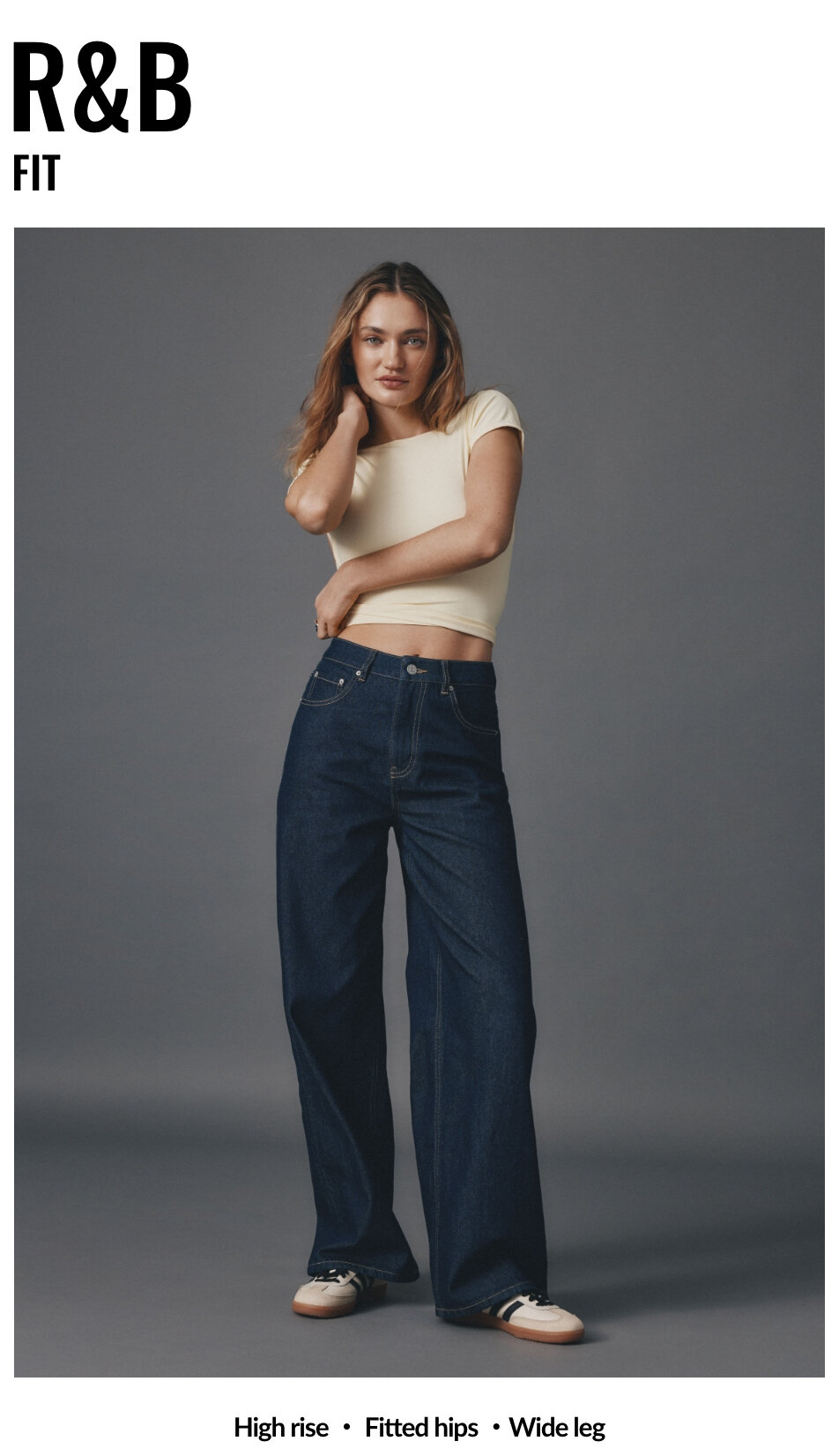 High rise wide leg R and B jeans