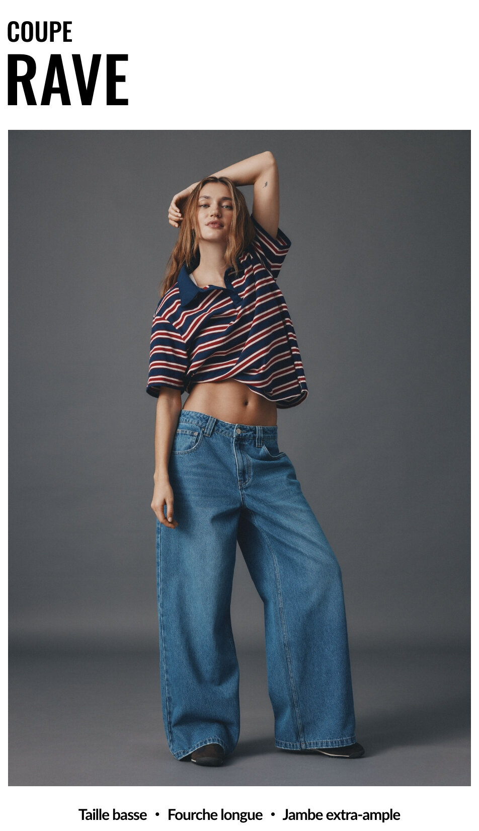 Jeans coupe Rave taille basse jambe extra ample