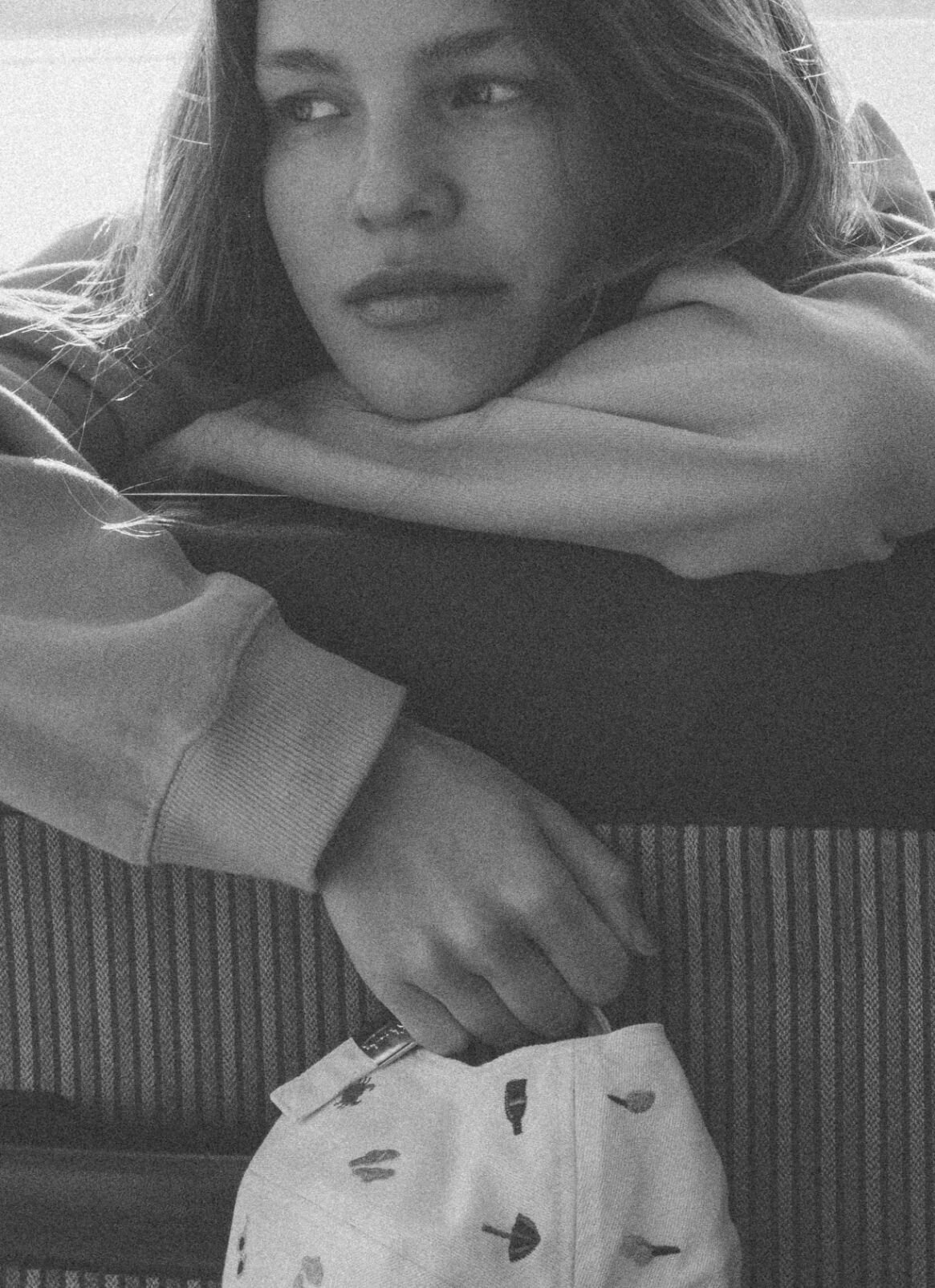 Black and white photo of a young woman