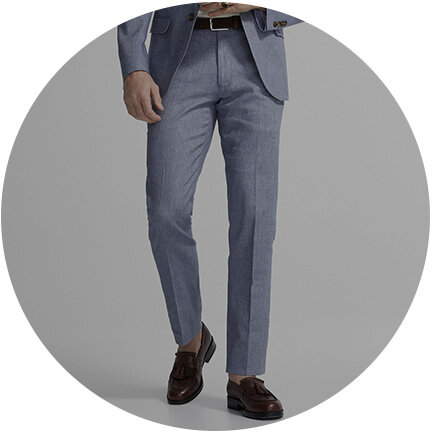 Relaxed Slim Stretch Pleated Tailored Pant - Light Grey, Suit Pants