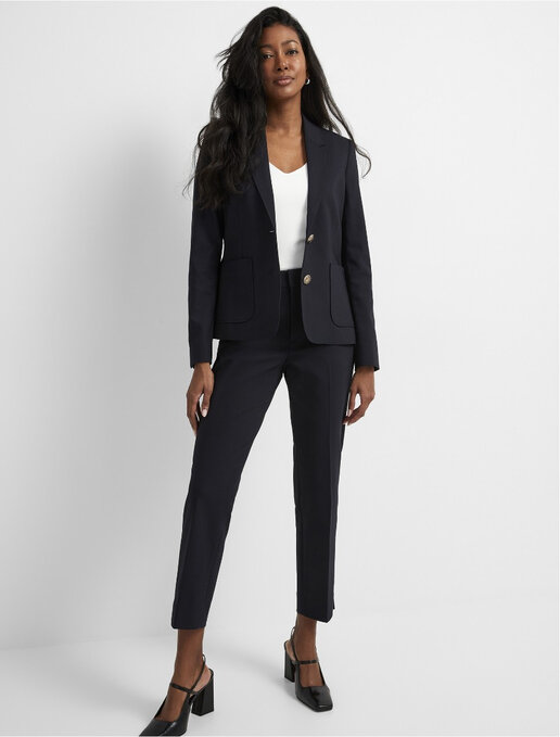 Crest-button stretch fitted blazer and co-ord pant by Contemporaine at Simons
