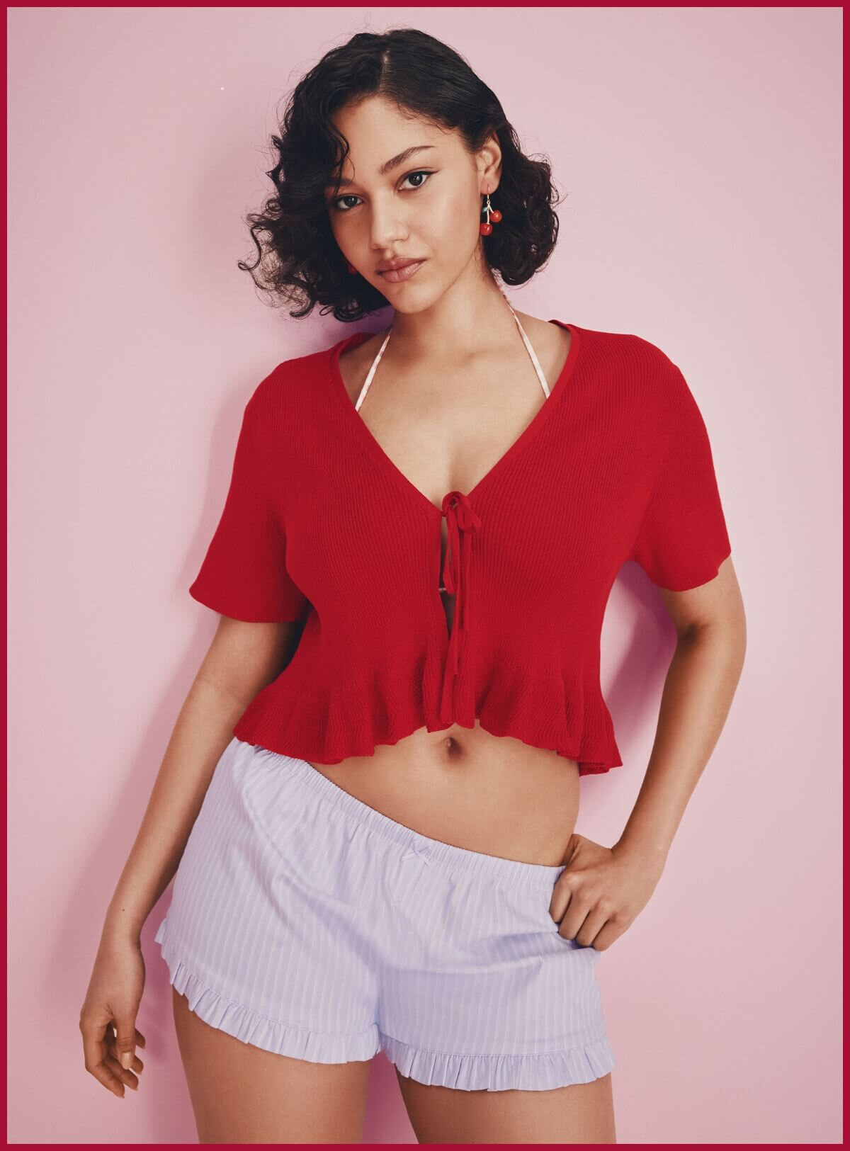 Ruffled poplin mini short
