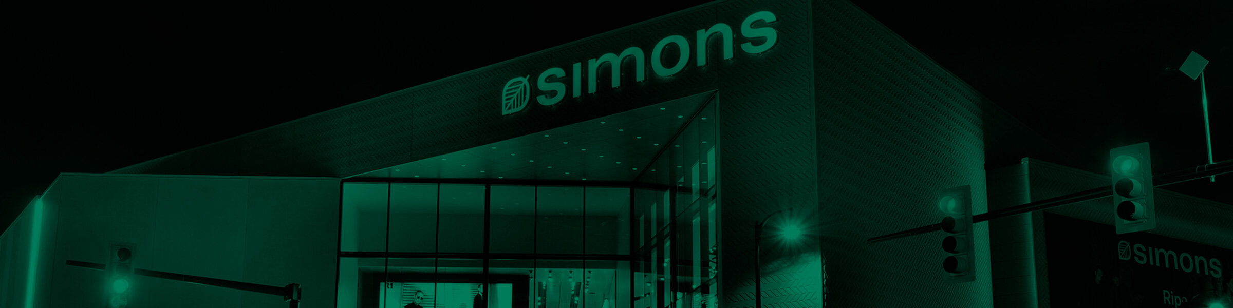 Fond vert d'une photo d'un magasin Simons