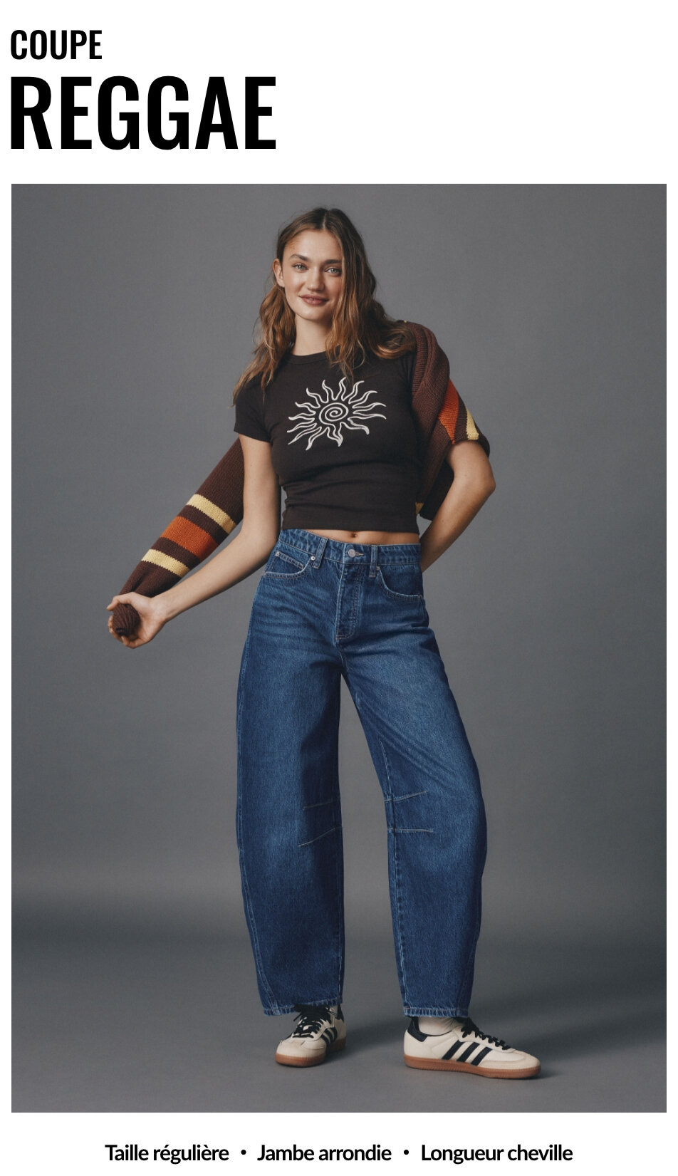 Jeans coupe Reggae taille régulière jambe arrondie