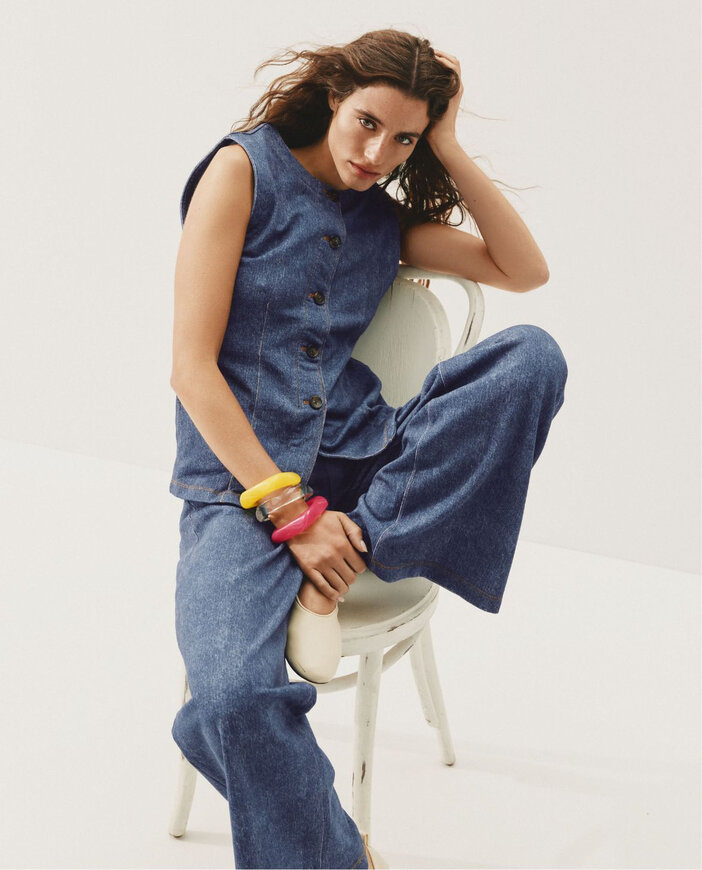 Draped in Faux Denim