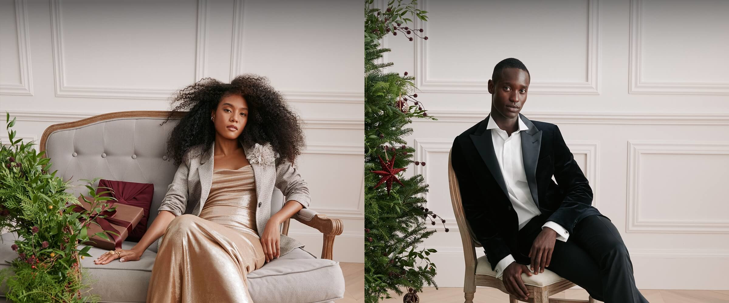 Photo of a man and a woman dressed in evening wear