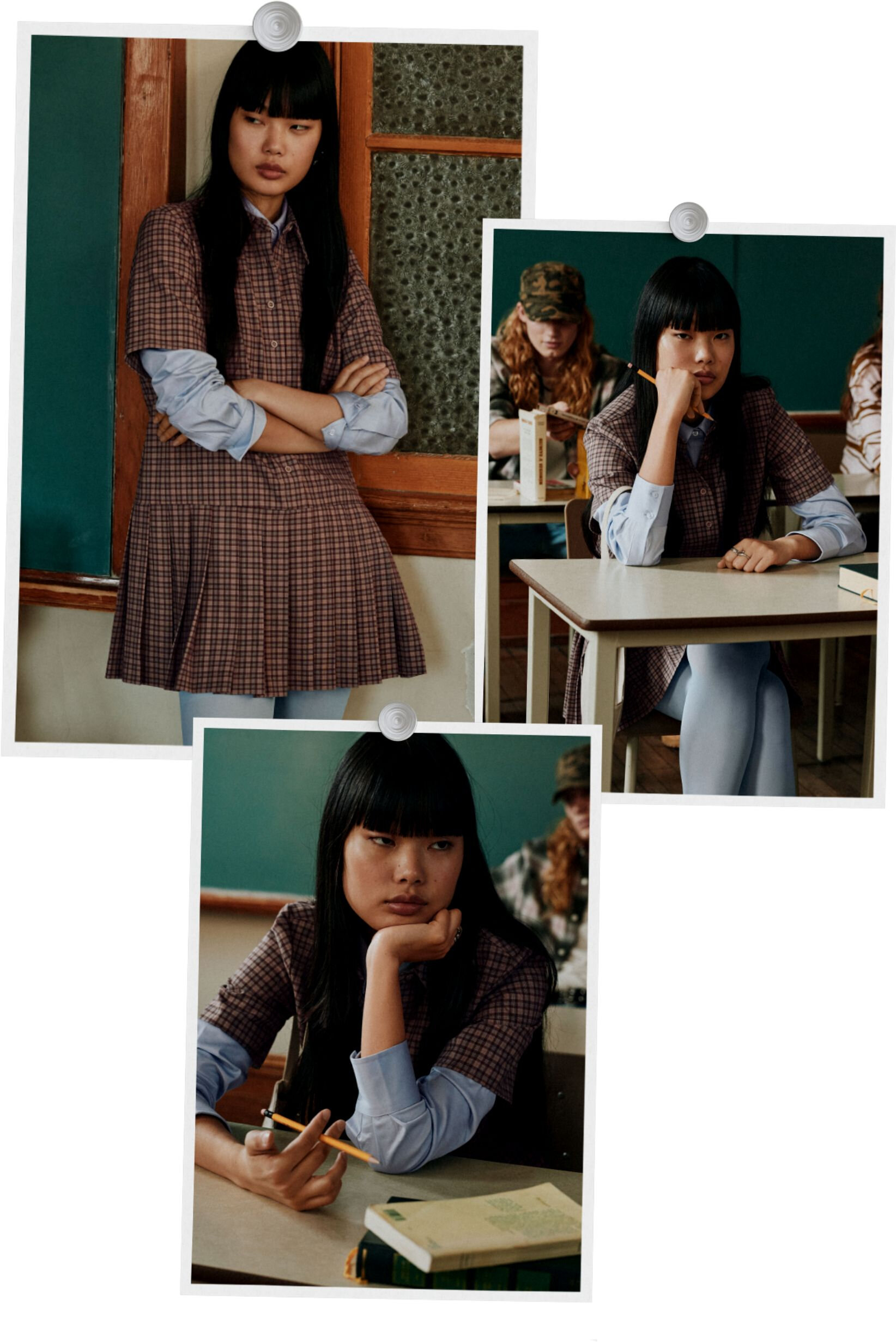 Collage de photos de la robe chemise à carreaux de Twik