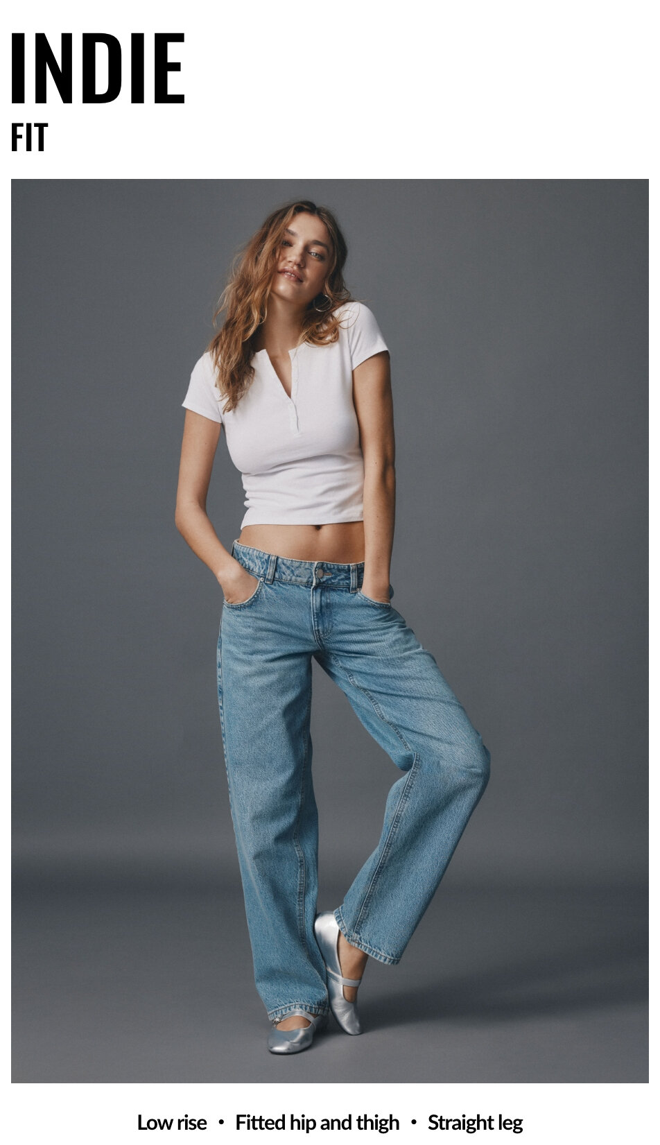 Low rise straight leg Indie jeans