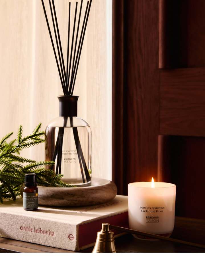 Reed diffuser, essential oil, candle