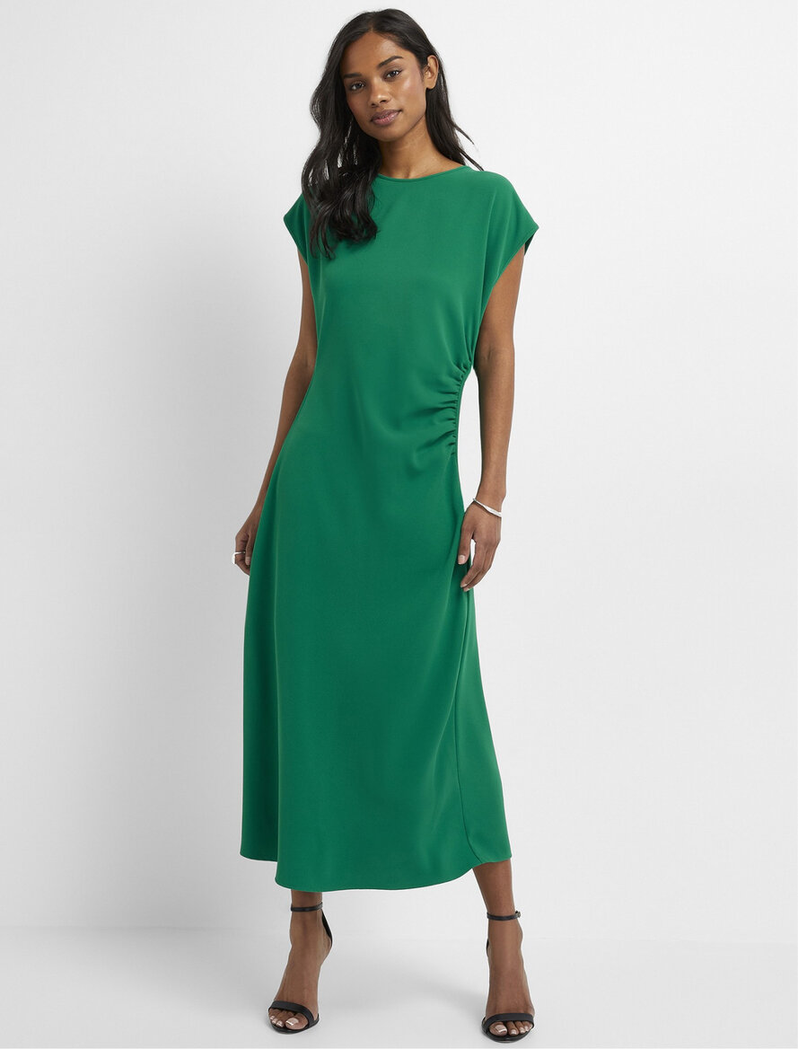 Crepe jersey draped waist dress by Contemporaine at Simons