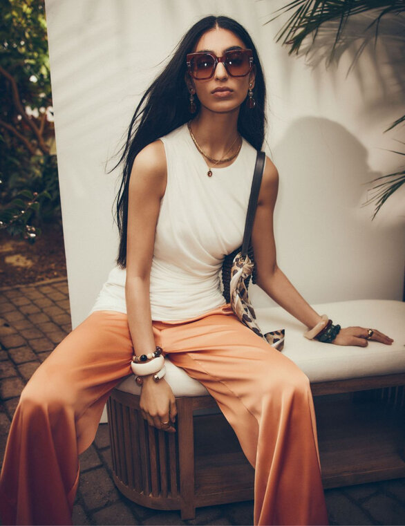 Lightweight satin wide-leg pant at Icône by Simons
