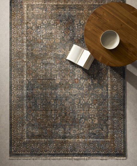 Natural-colored rug with floral motifs
