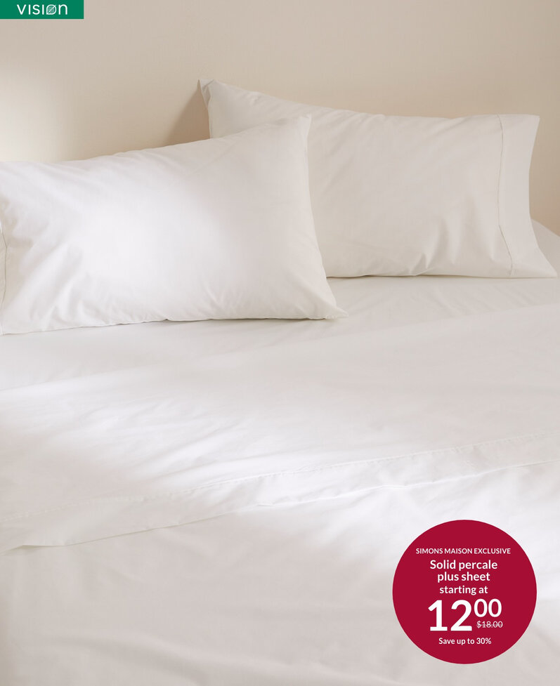 Solid percale plus sheet at 12$ instead of 18$