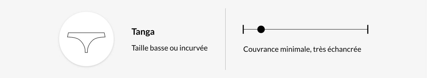 Tanga	Minimale, très échancrée	Basse ou incurvée