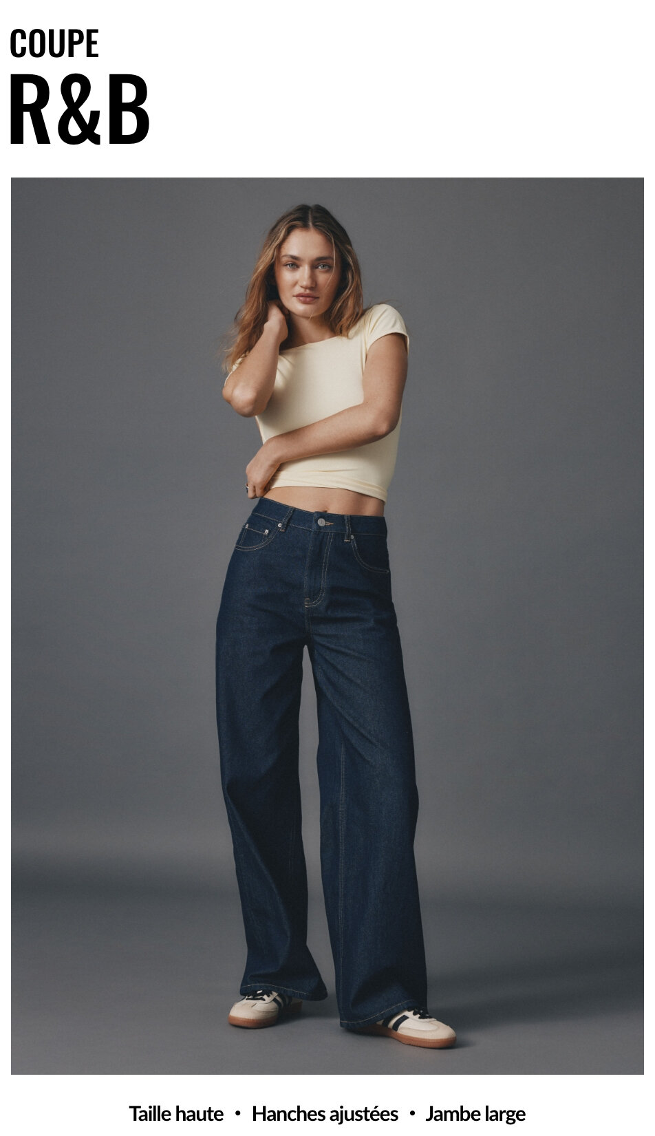 Jean coupe R and B taille haute jambe large