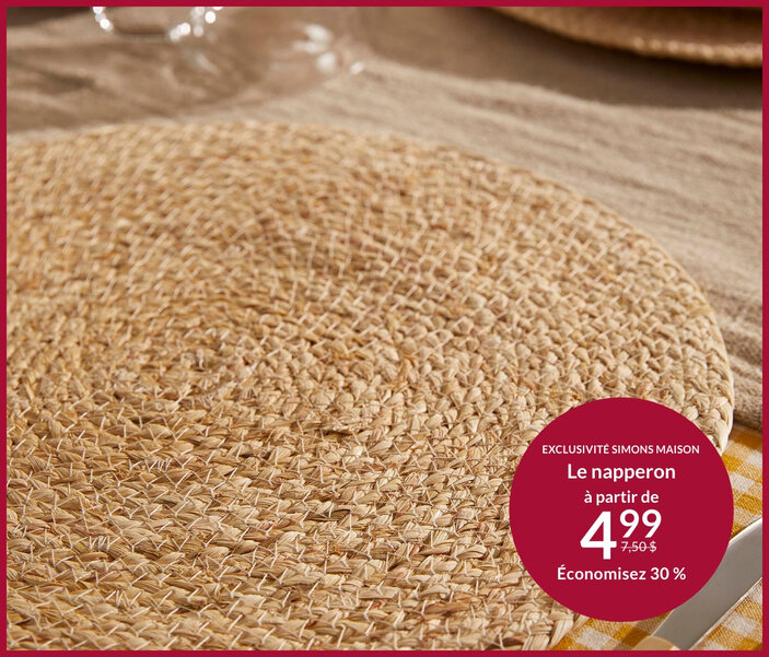 Napperons à partir de 4,99 $